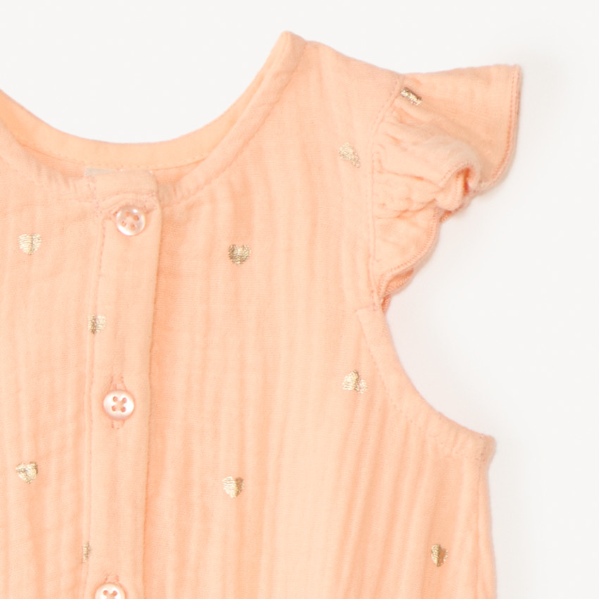 Mono corto de gasa de algodón con estampado de corazones para niña 