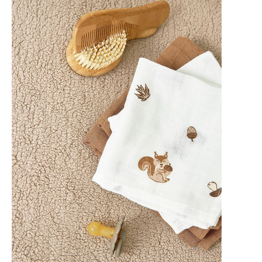 Pack de 3 muselinas medianas 70x70cm Me-Forest Animals Toffe 