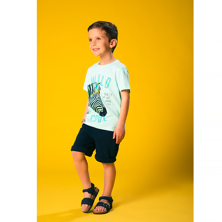 Bermuda en maille nid d'abeille uni pour garçon 