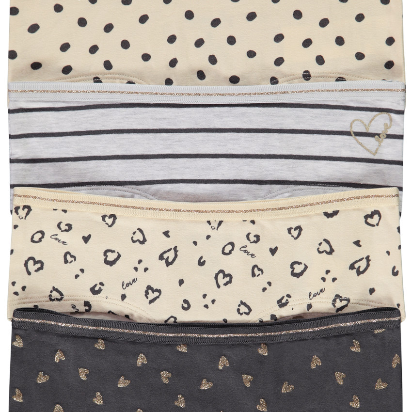 Pack de 4 shorties de jersey con estampado fantasía para niña 