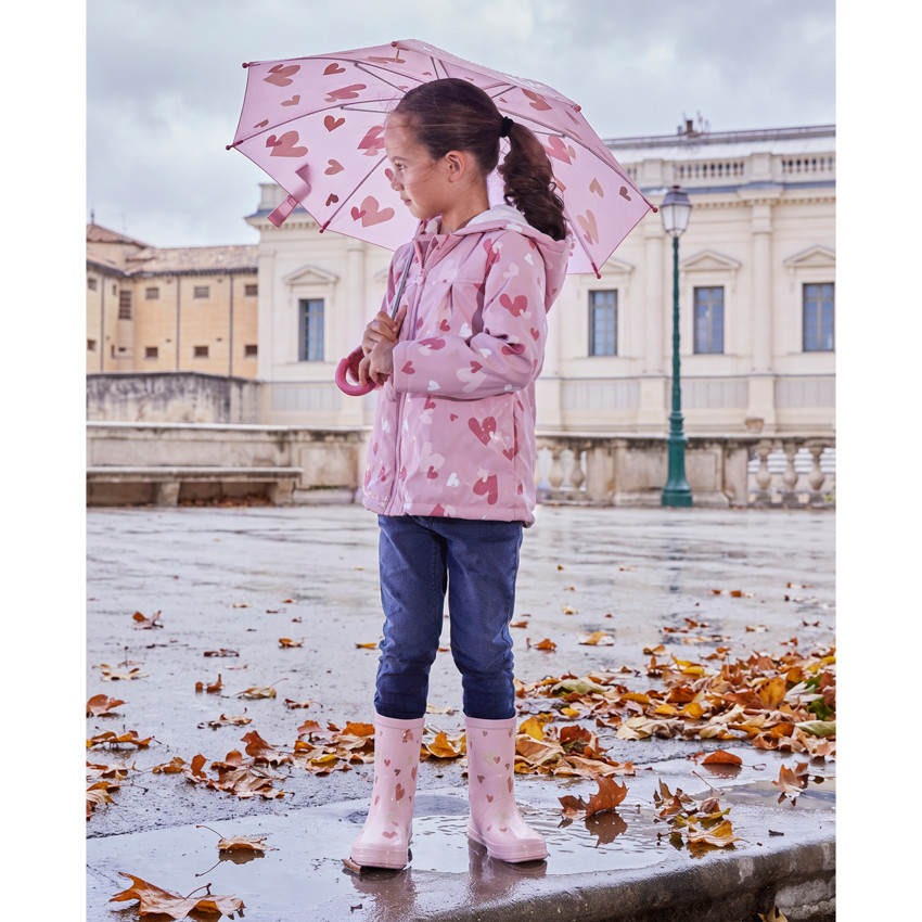 Parka de lluvia para niña con capucha y colores que cambian. 