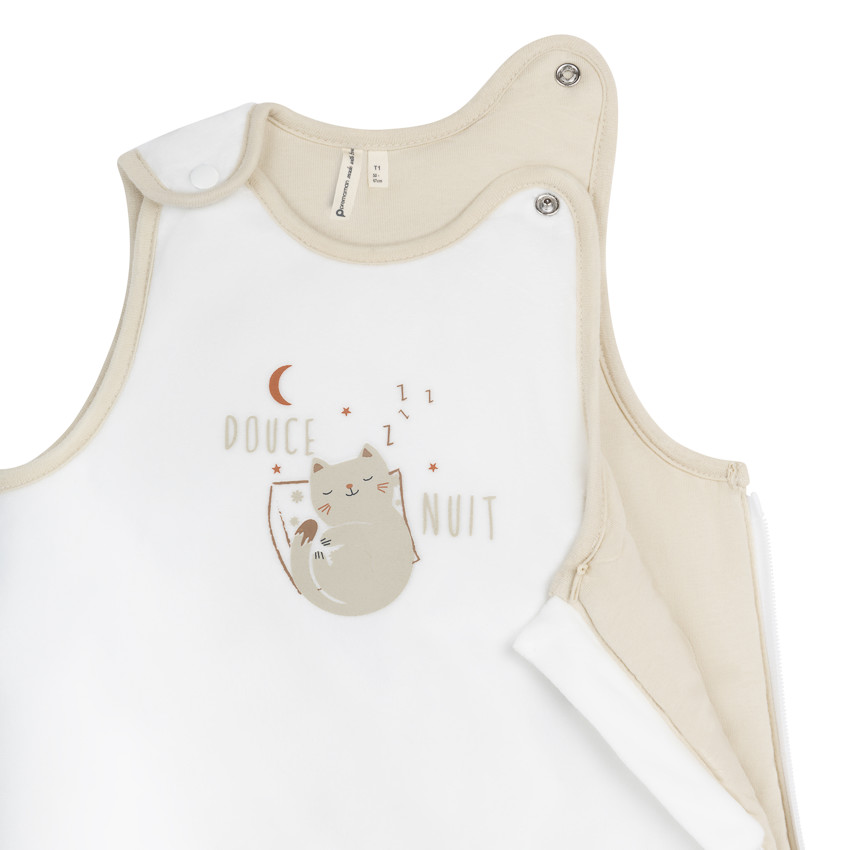 Gigoteuse sans manches en velours TOG 3 Mon Petit Chat blanc 