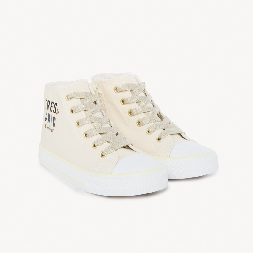 Zapatillas altas de tela con cremallera para niña 
