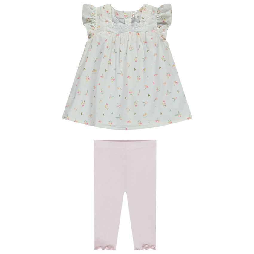 Conjunto 2 piezas con túnica estampado flores para bebé niña 