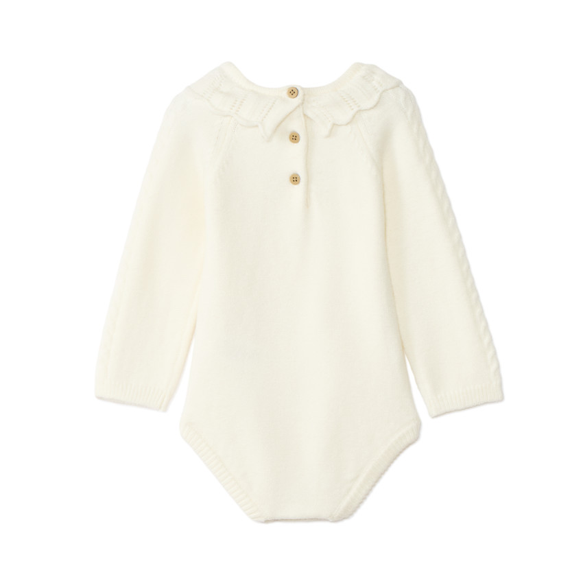 Ensemble barboteuse + collants en tricot pour bébé fille 