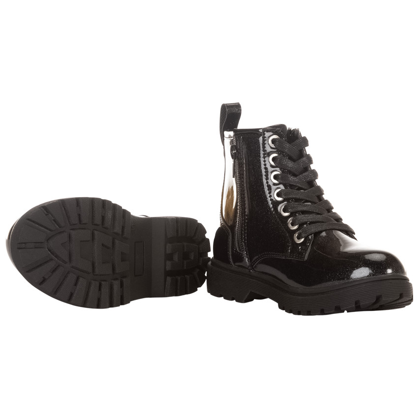 Botines brillantes con lentejuelas y parche para niña 