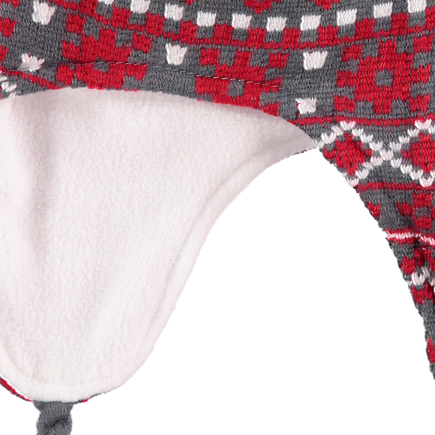 Conjunto de gorro peruano con forro polar y gantes con dibujo de jacquard 