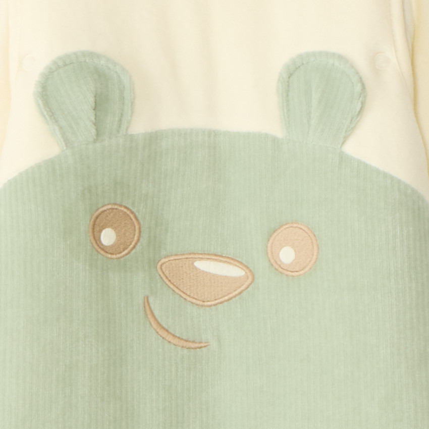 Saco de dormir de terciopelo con mangas desmontables bordado de osito TOG 3 para bebé niño 