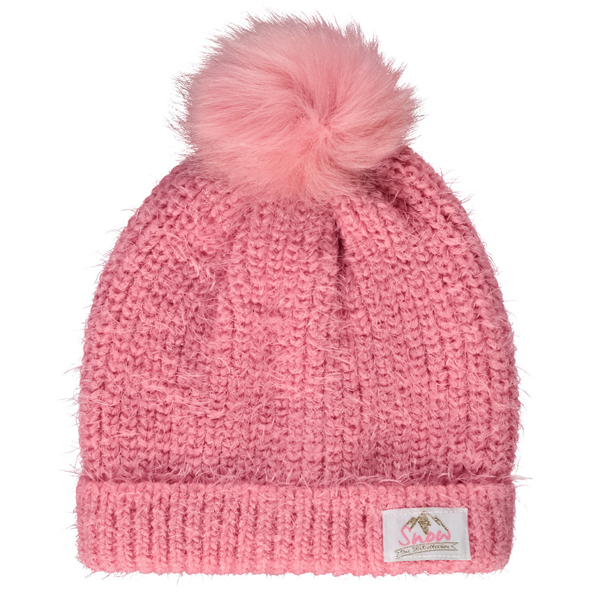 Gorro de punto con pompón para niña 