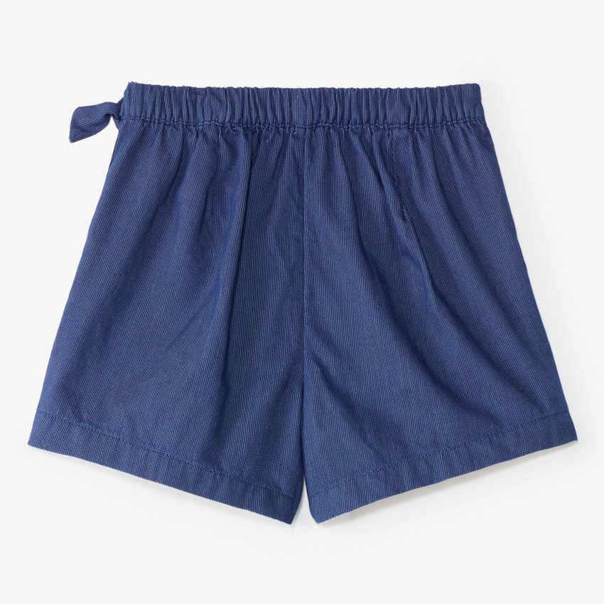 Falda corta niña en tela azul marino 