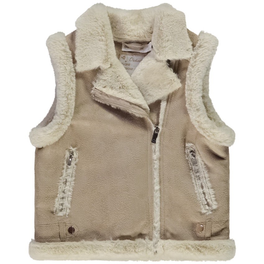 Perfecto sans manches en su dine et sherpa pour fille