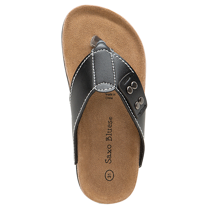 Sandalias con tira con efecto de cuero y suela de corcho 