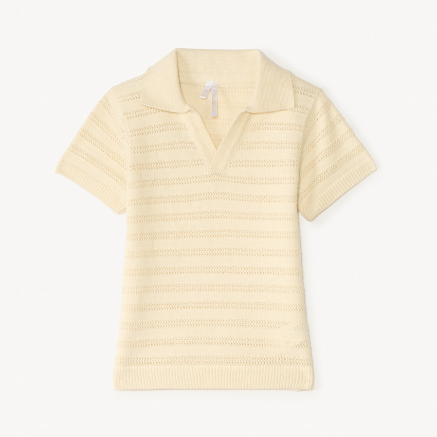 Polo de manga corta de tejido con detalles calados para bebé niño 