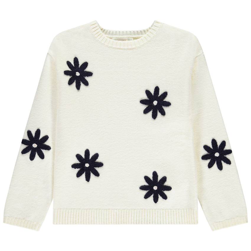 Suéter de grandes flores de rizo para niña 