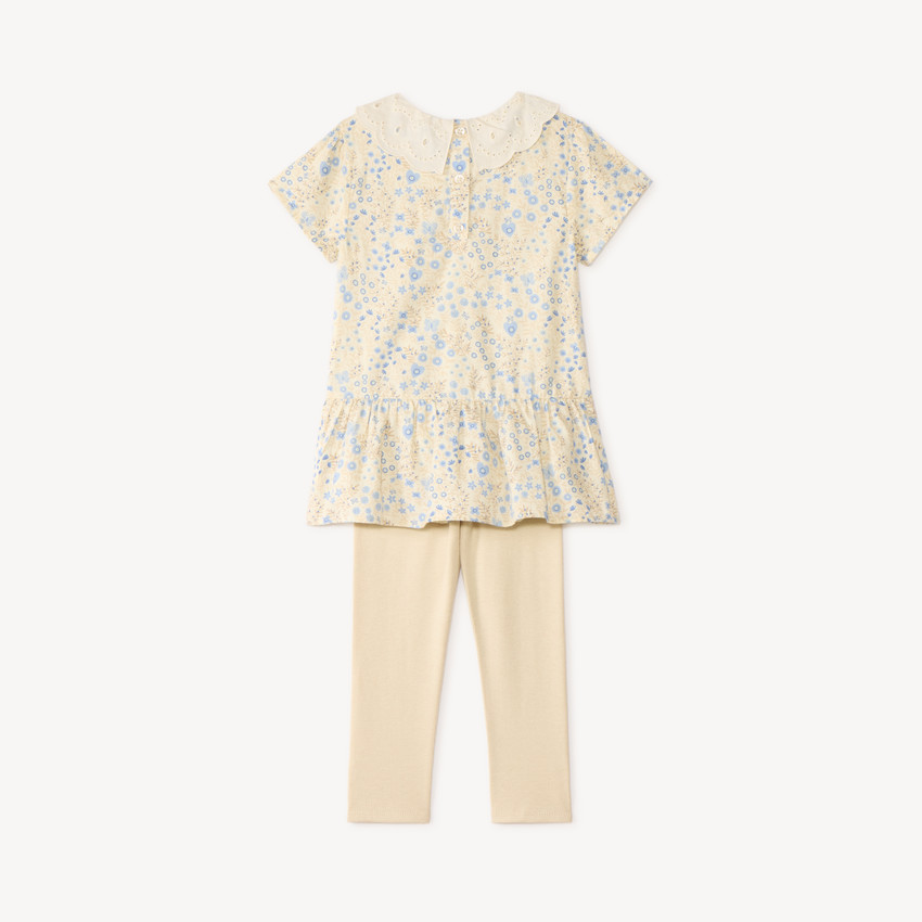 Conjunto de 2 piezas: blusa + leggings floreados para bebé niña 