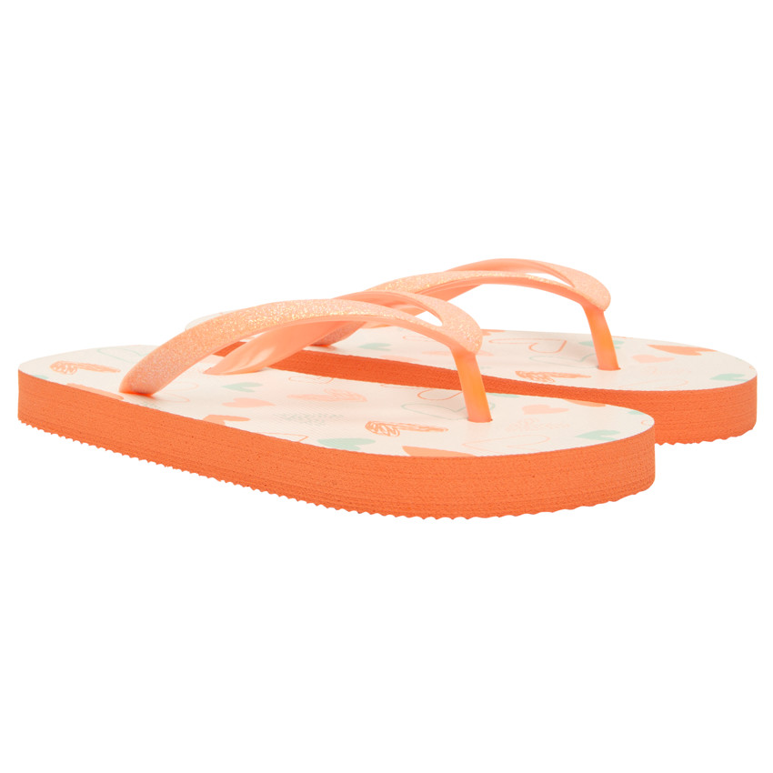 Chanclas con tira brillante y estampado de corazones para niña 
