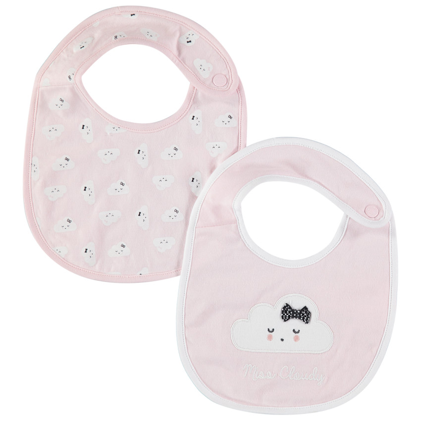 Juego de 2 baberos de algodón con nubes estampadas 