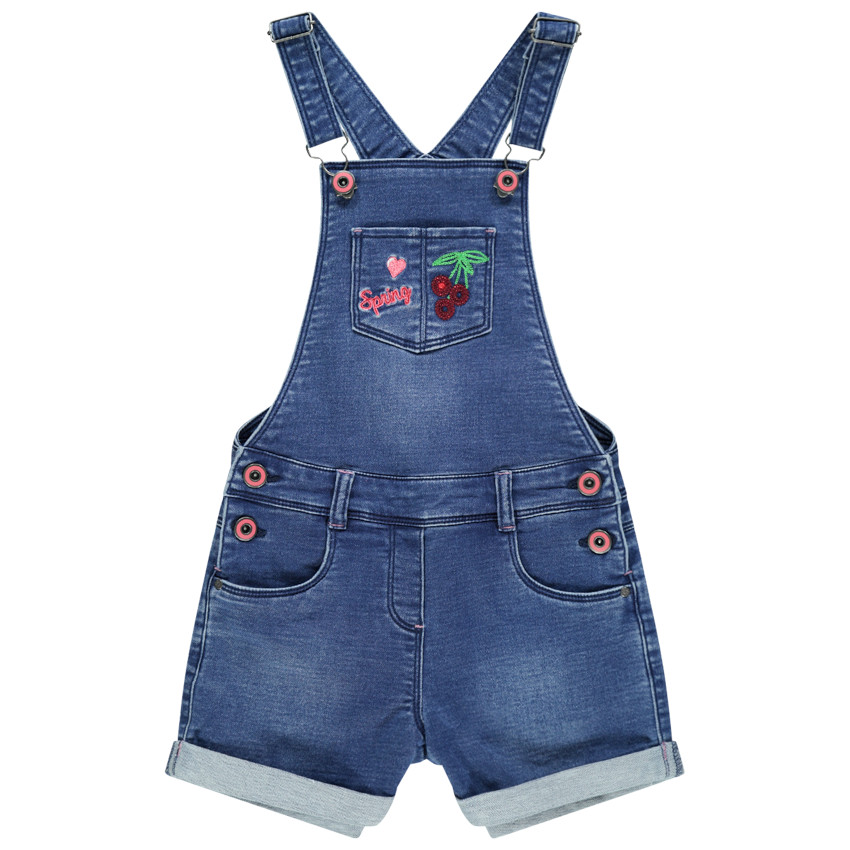 Peto vaquero corto con detalles de coloridos y cerezas de lentejuelas  Additional Peto vaquero corto con detalles de coloridos y cerezas de lentejuelas