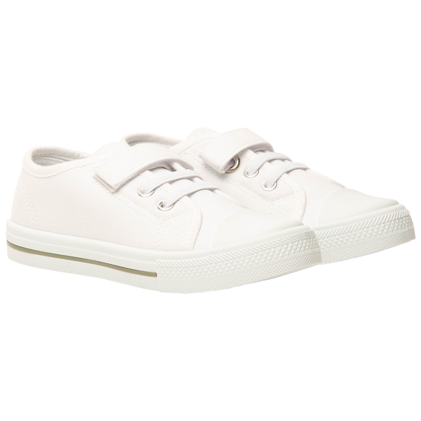 Zapatillas blancas de tela con velcro para bebé niño 