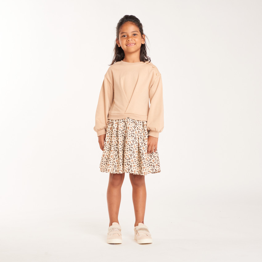 Vestido 2 en 1 para niña con estampado de leopardo 