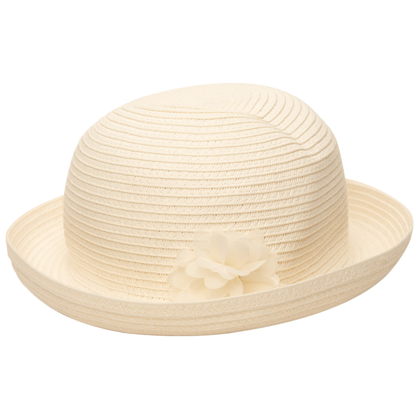 Chapeau en paille avec fleur pour bébé fille 