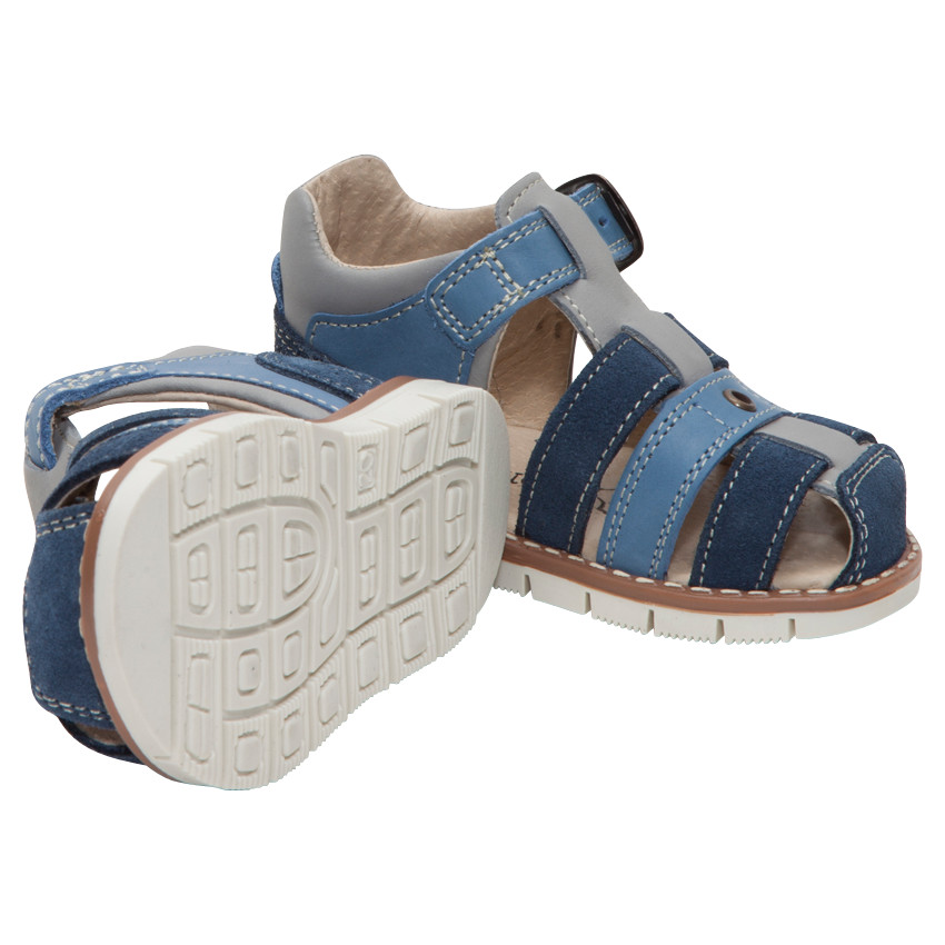 Sandalias de cuero con tiras que contrastan 