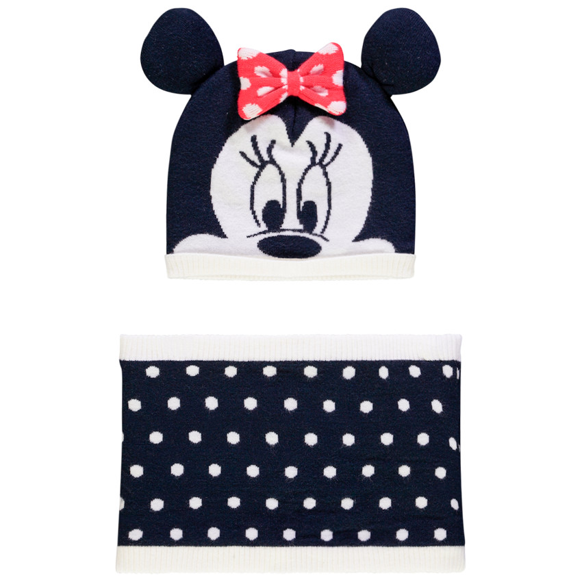 Conjunto de gorro y bufanda tipo snood Minnie Disney 