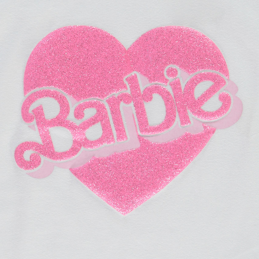Camiseta de manga corta con estampado brillante de Barbie para niña 