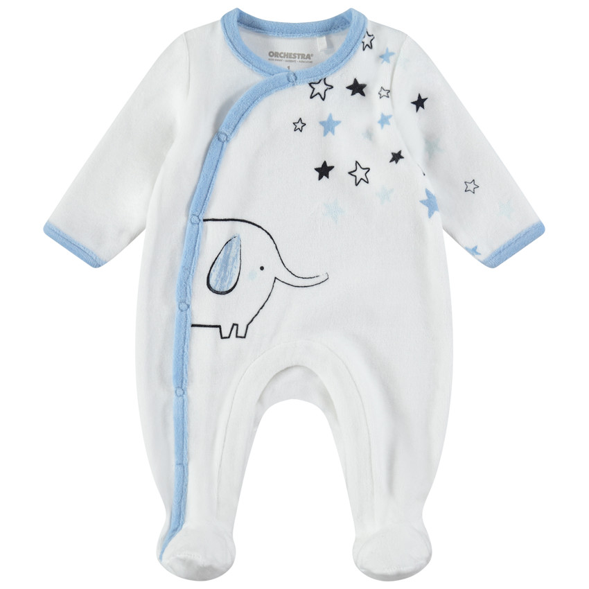 Pijama de terciopelo con estrellas y elefantes estampados 
