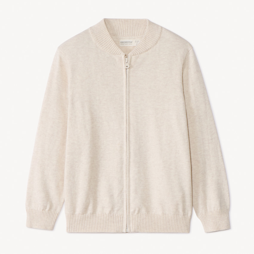 Chaleco con cremallera y cuello teddy de punto liso para niño 