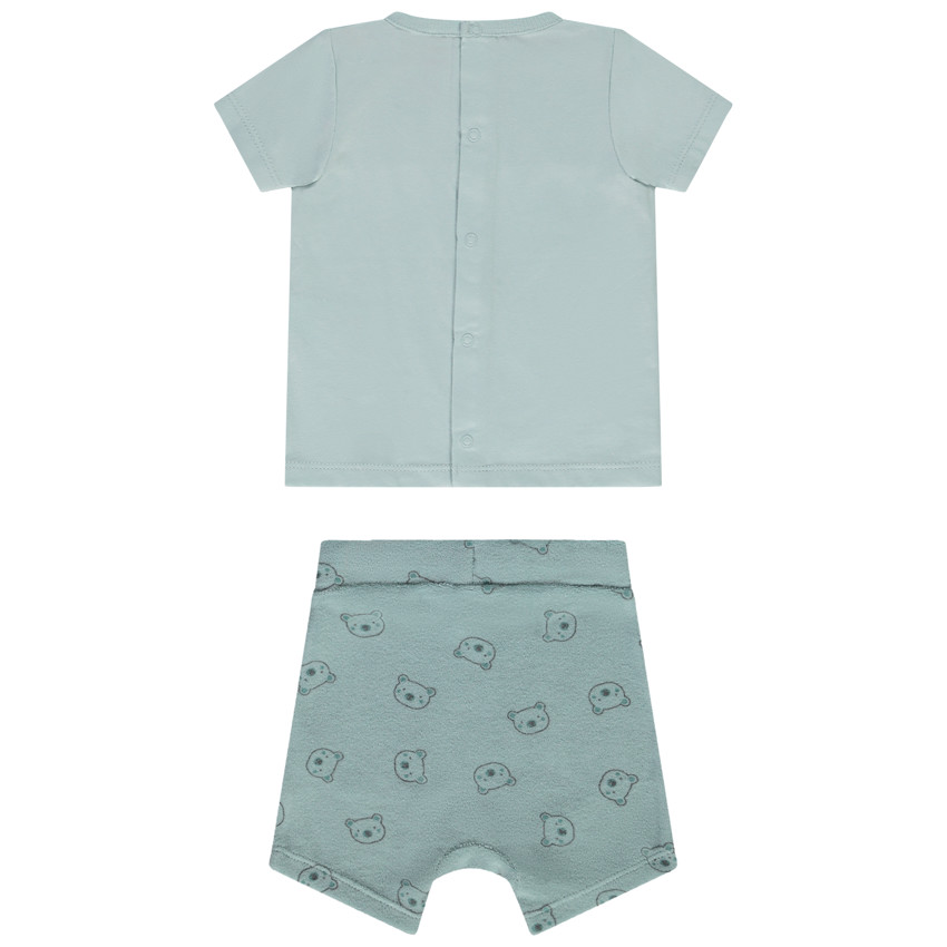 Conjunto corto de 2 piezas de felpa con estampado de osito para bebé niño 