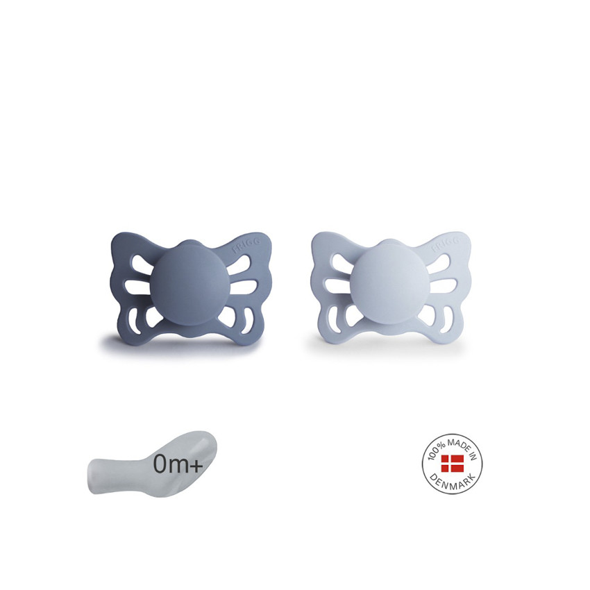 PACK 2 CHUPETES ANAT. SILICONA BUTTERFLY SLATE/POWDER B. 0+ 