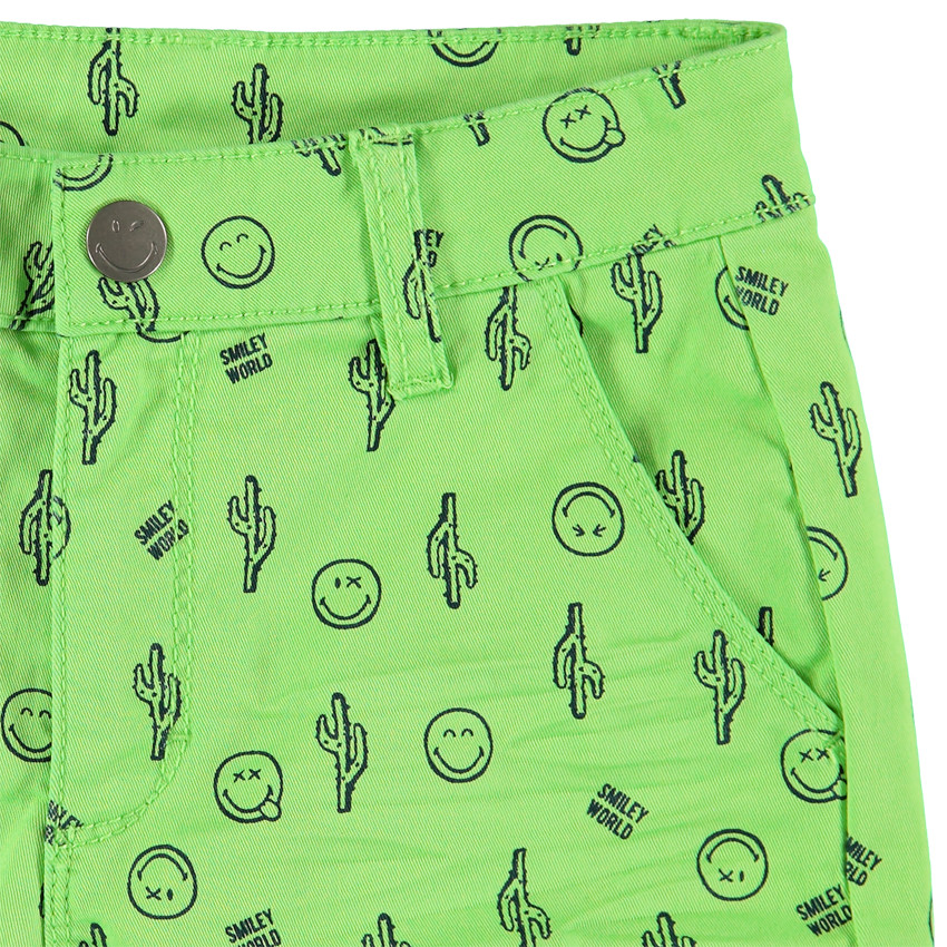 pantalon corto verde estampado Smiley all-over  