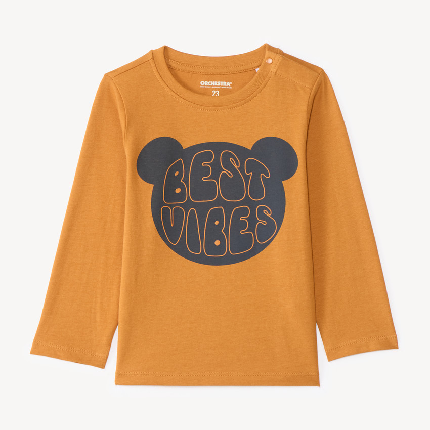 Camiseta de manga larga para bebé niño con estampado de oso. 