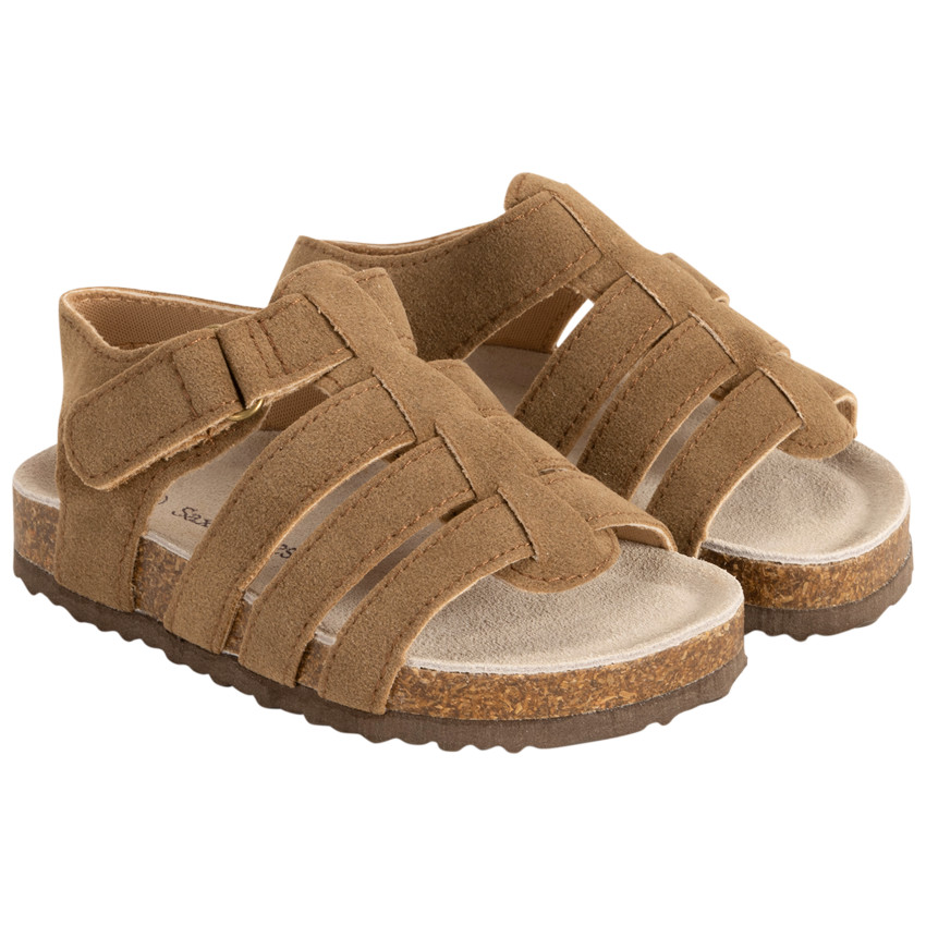 Sandalias de tiras marrones efecto ante para bebé 
