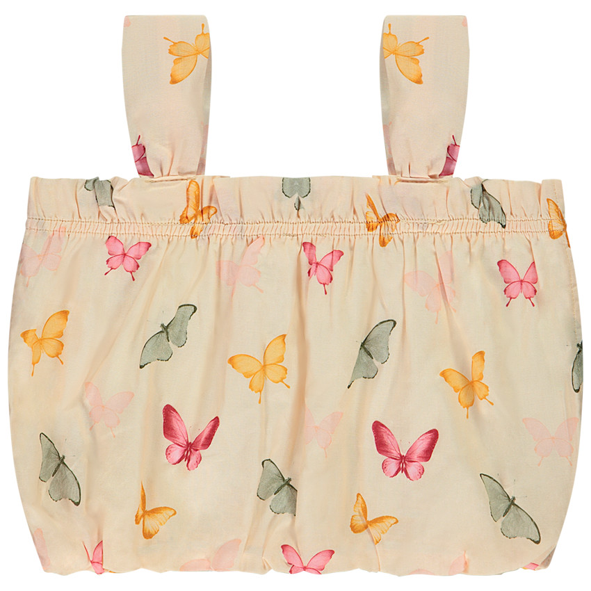 Top corto efecto globo estampado mariposas para niña 