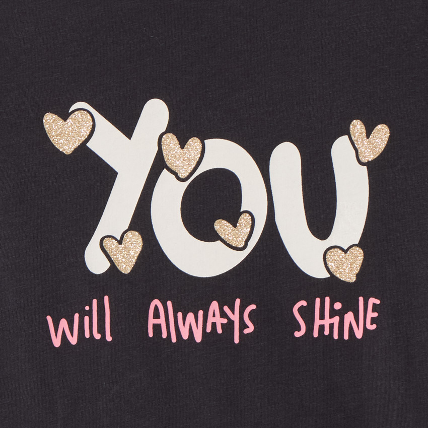 Camiseta de manga corta con estampado de purpurina para niña 