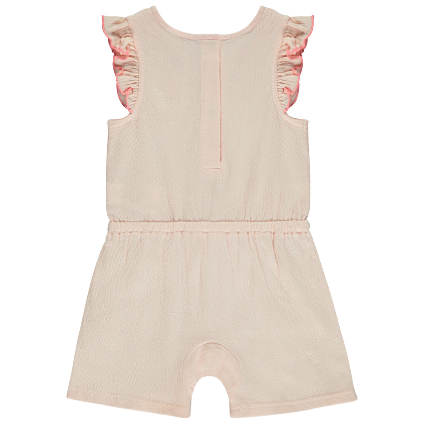 Combishort efecto arrugado con flor bordada para bebé niña 