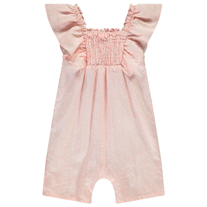 Pelele corto de gasa con volantes para bebé niña 