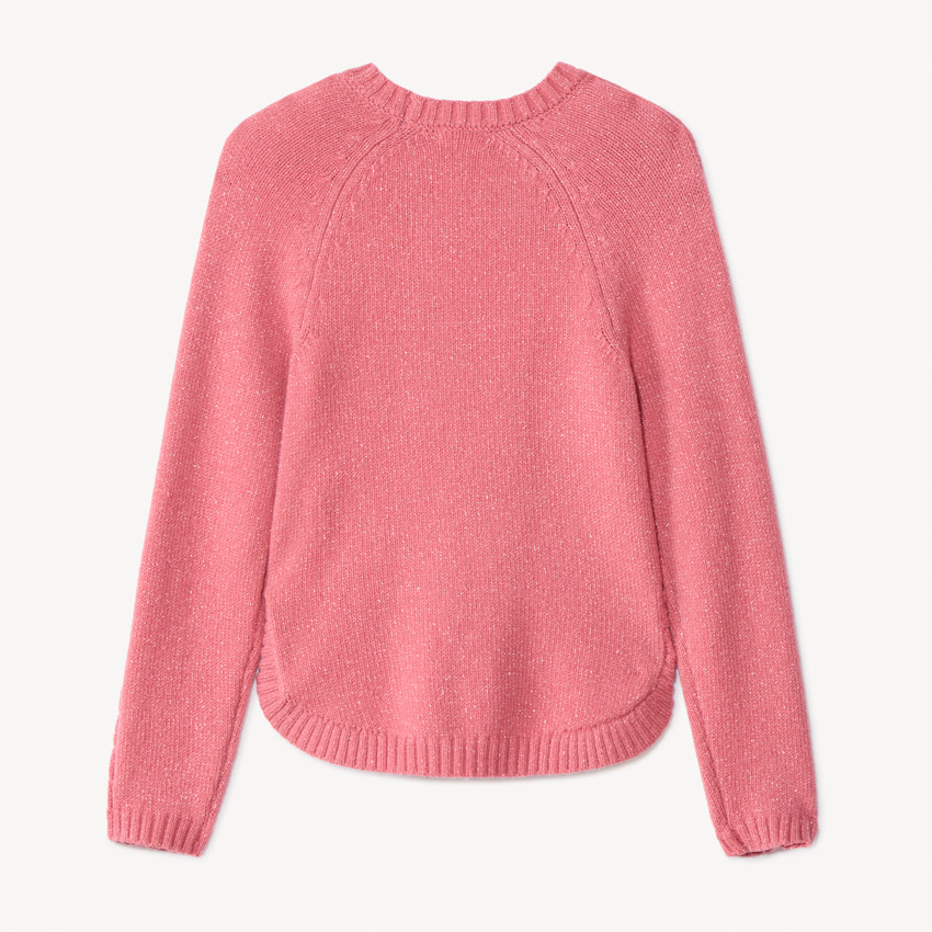 Pull manches longues en tricot torsades et lurex pailleté pour fille  
