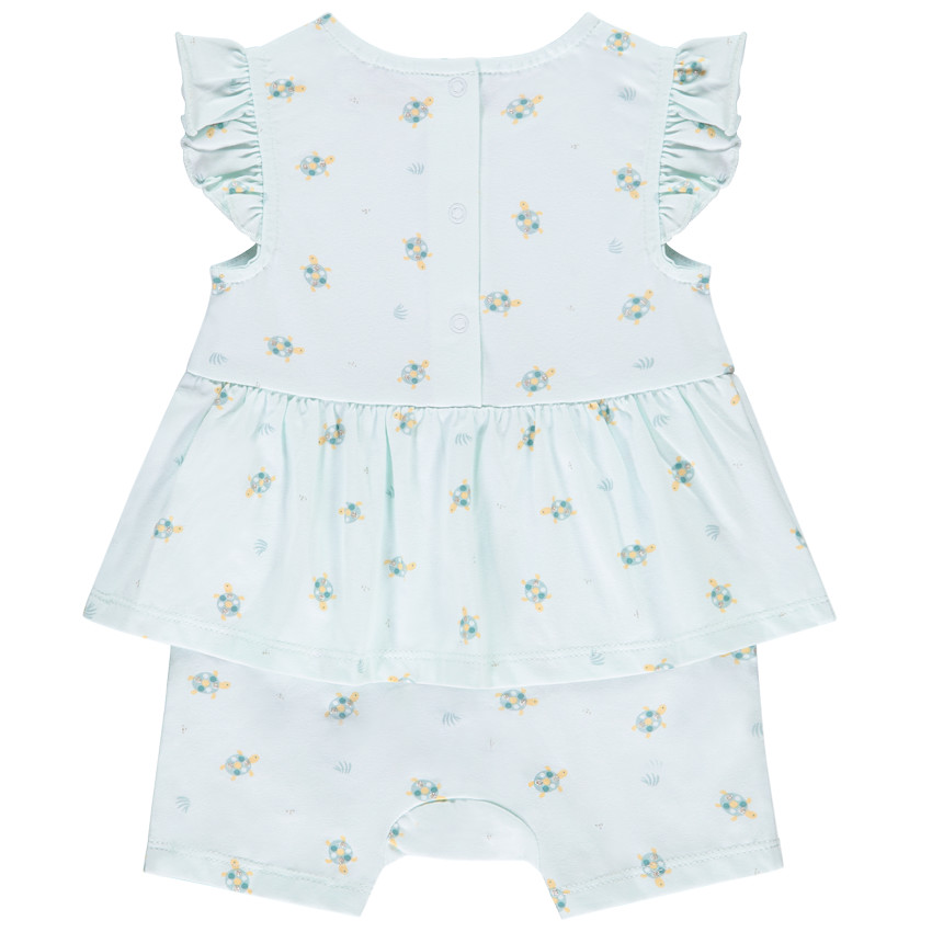 Lote de 2 combishorts efecto 2 en 1 con motivos de tortugas para niña bebé 