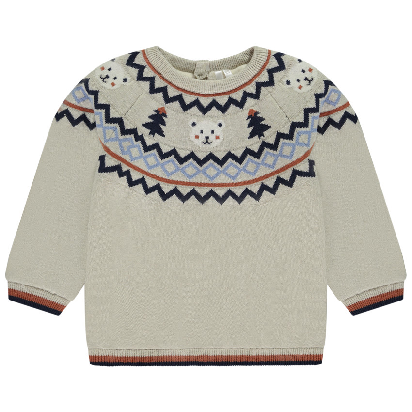 Pull forrado de terciopelo con motivos jacquard para bebé niño 