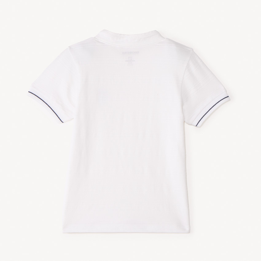 Polo de manga corta con cuello mao y bordado de palmera para bebé niño. 