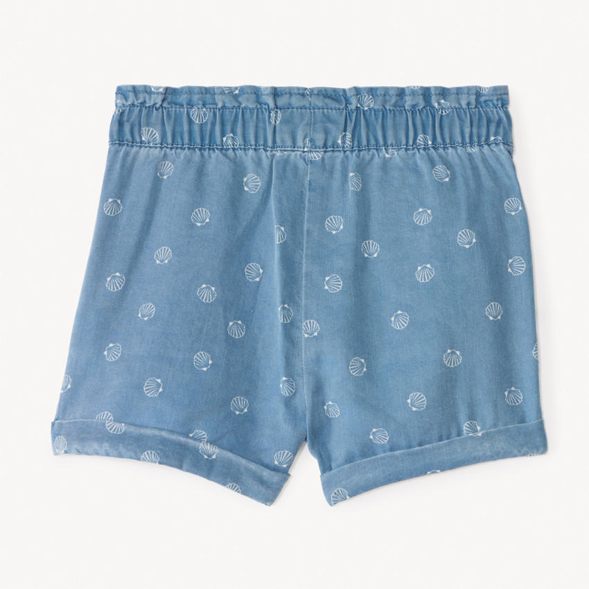 Pantalón corto de sarga estampada para niña bebé 