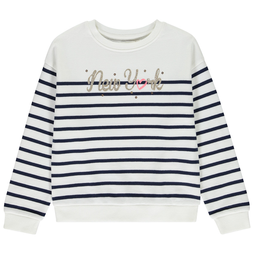 Sudadera a rayas con escritura en glitter dorado para niña  Additional Sudadera a rayas con escritura en glitter dorado para niña