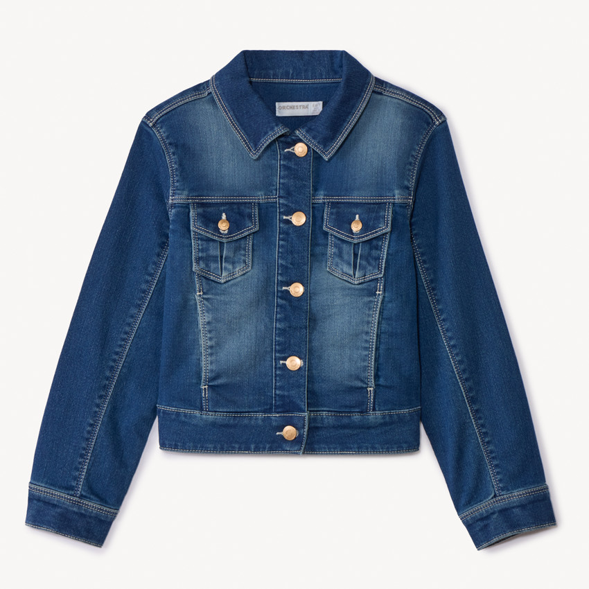 Chaqueta efecto vaquero con bolsillos para niña 