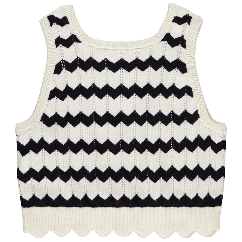 Camiseta sin mangas de punto calado para niña 