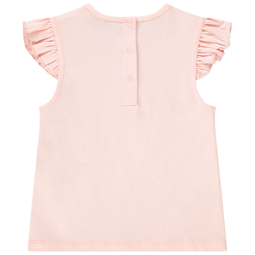 Camiseta de manga corta con volantes de jersey y estampado para bebé niña 