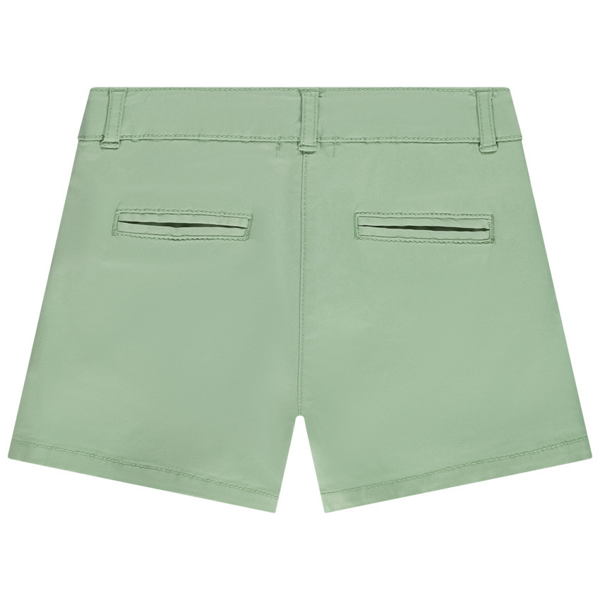 Short de sarga lisa con efecto pinzas para niña 