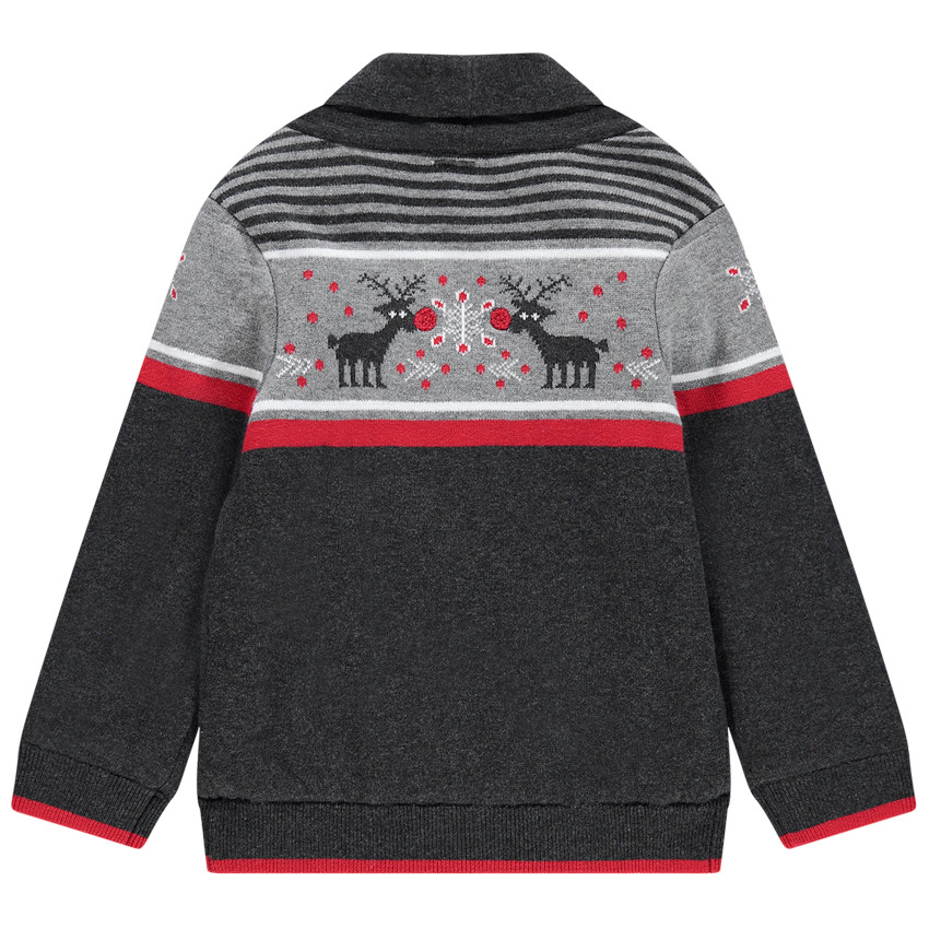 Veste en tricot doublée velours avec cerfs en jacquard  Additional Veste en tricot doublée velours avec cerfs en jacquard